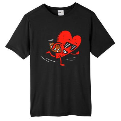 Heart Playing Football Valentines Distressed Tall Fusion ChromaSoft Performance T-Shirt