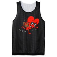 Heart Playing Football Valentines Distressed Mesh Reversible Basketball Jersey Tank