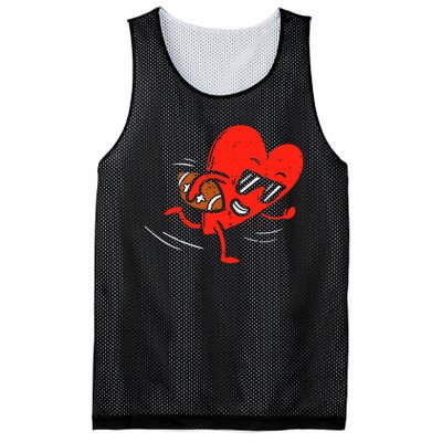 Heart Playing Football Valentines Distressed Mesh Reversible Basketball Jersey Tank