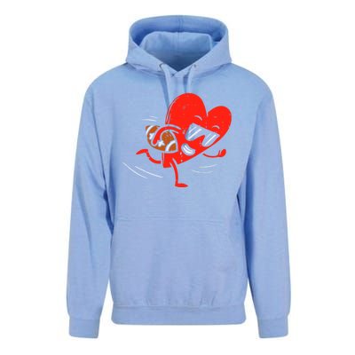 Heart Playing Football Valentines Distressed Unisex Surf Hoodie