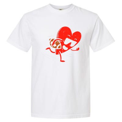 Heart Playing Football Valentines Distressed Garment-Dyed Heavyweight T-Shirt