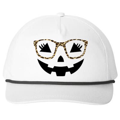 Halloween Pumpkin Face Eyelashes Leopard Glasses Halloween Snapback Five-Panel Rope Hat