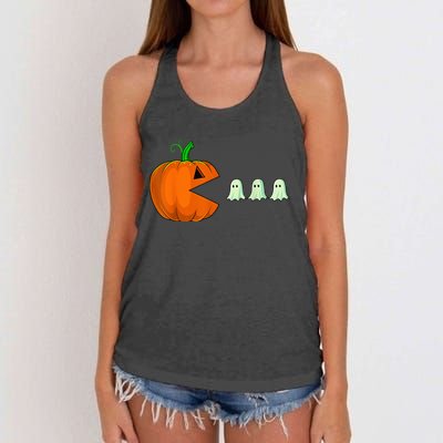 Halloween Pumpkin Funny Ghosts Boy Kid Wo  Women's Knotted Racerback Tank