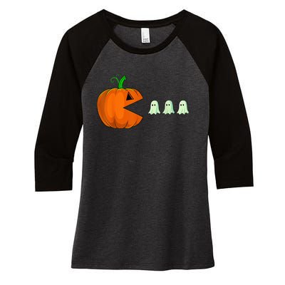 Halloween Pumpkin Funny Ghosts Boy Kid Wo  Women's Tri-Blend 3/4-Sleeve Raglan Shirt