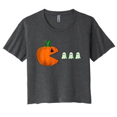 Halloween Pumpkin Funny Ghosts Boy Kid Wo  Women's Crop Top Tee