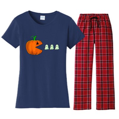 Halloween Pumpkin Funny Ghosts Boy Kid Wo  Women's Flannel Pajama Set