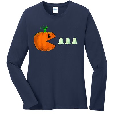 Halloween Pumpkin Funny Ghosts Boy Kid Wo  Ladies Long Sleeve Shirt