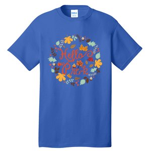 Hello Prek Fall Leaves Autumn Thanksgiving Teacher Student Cool Gift Tall T-Shirt