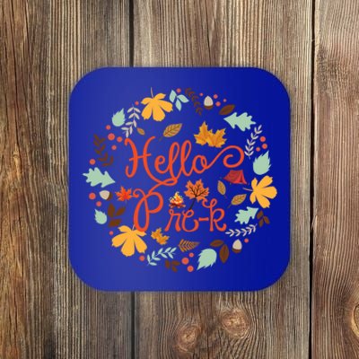 Hello Prek Fall Leaves Autumn Thanksgiving Teacher Student Cool Gift Coaster