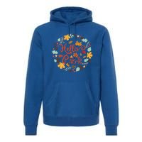 Hello Prek Fall Leaves Autumn Thanksgiving Teacher Student Cool Gift Premium Hoodie