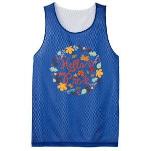 Hello Prek Fall Leaves Autumn Thanksgiving Teacher Student Cool Gift Mesh Reversible Basketball Jersey Tank