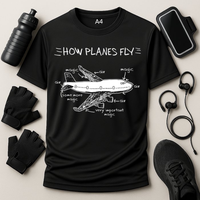 How Planes Fly Aerospace Engineering Aviation Tee Cooling Performance Crew T-Shirt