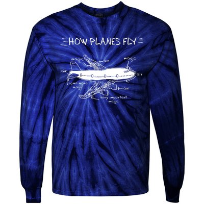 How Planes Fly Aerospace Engineering Aviation Tee Tie-Dye Long Sleeve Shirt