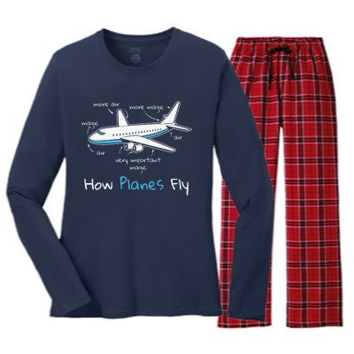 How Planes Fly Aerospace Engineering Design Aviation Gift Women's Long Sleeve Flannel Pajama Set 