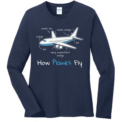 How Planes Fly Aerospace Engineering Design Aviation Gift Ladies Long Sleeve Shirt