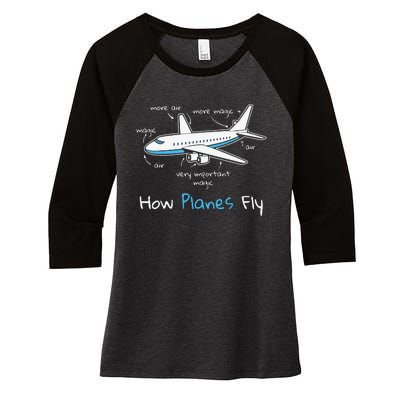 How Planes Fly Aerospace Engineering Design Aviation Gift Women's Tri-Blend 3/4-Sleeve Raglan Shirt