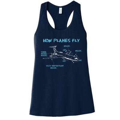 How Planes Fly Funny Aerospace Engineer Engineering Women's Racerback Tank