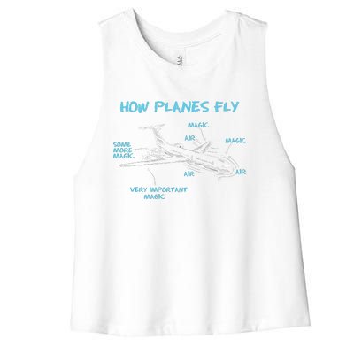 How Planes Fly Funny Aerospace Engineer Engineering Women's Racerback Cropped Tank