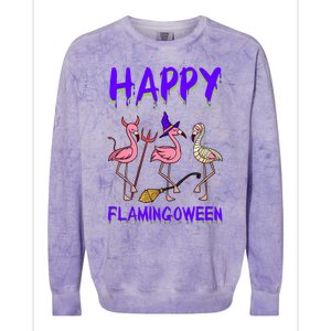 Halloween Pink Flamingo Happy Flamingoween Mummy Witch Gift Colorblast Crewneck Sweatshirt