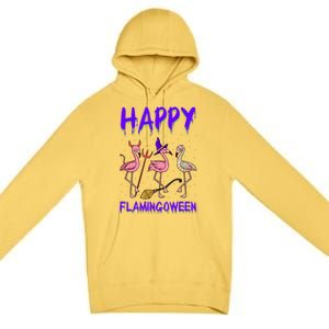 Halloween Pink Flamingo Happy Flamingoween Mummy Witch Gift Premium Pullover Hoodie