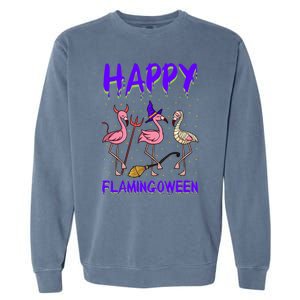 Halloween Pink Flamingo Happy Flamingoween Mummy Witch Gift Garment-Dyed Sweatshirt