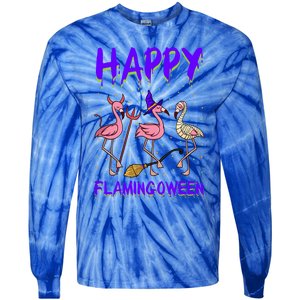 Halloween Pink Flamingo Happy Flamingoween Mummy Witch Gift Tie-Dye Long Sleeve Shirt