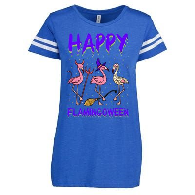 Halloween Pink Flamingo Happy Flamingoween Mummy Witch Gift Enza Ladies Jersey Football T-Shirt