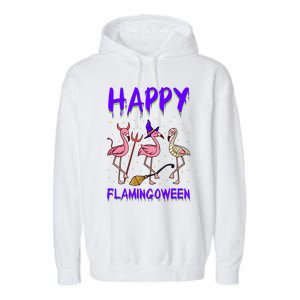 Halloween Pink Flamingo Happy Flamingoween Mummy Witch Gift Garment-Dyed Fleece Hoodie