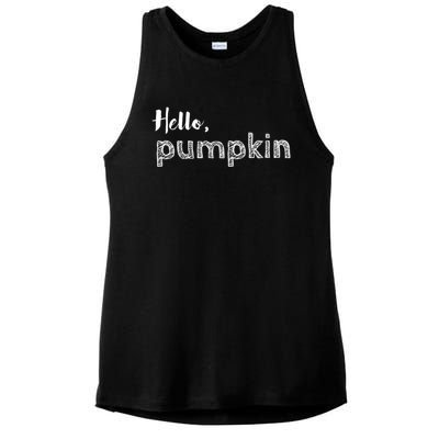 Hello Pumpkin Fall Inspired Autumn Gift Ladies PosiCharge Tri-Blend Wicking Tank