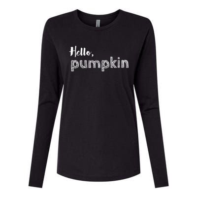 Hello Pumpkin Fall Inspired Autumn Gift Womens Cotton Relaxed Long Sleeve T-Shirt