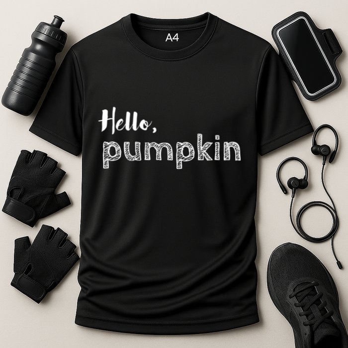 Hello Pumpkin Fall Inspired Autumn Gift Cooling Performance Crew T-Shirt