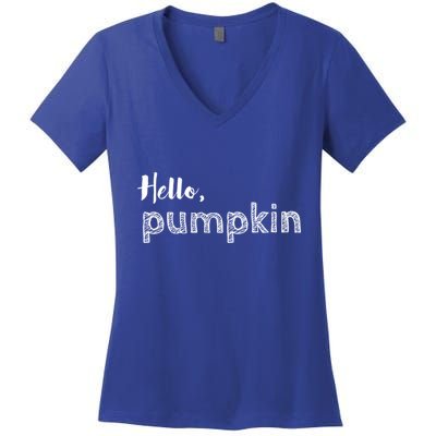 Hello Pumpkin Fall Inspired Autumn Gift Women's V-Neck T-Shirt