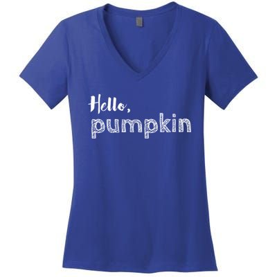 Hello Pumpkin Fall Inspired Autumn Gift Women's V-Neck T-Shirt