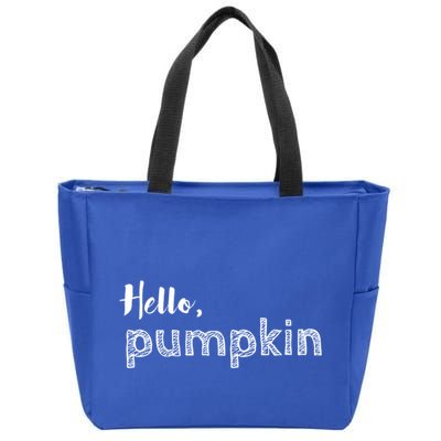 Hello Pumpkin Fall Inspired Autumn Gift Zip Tote Bag