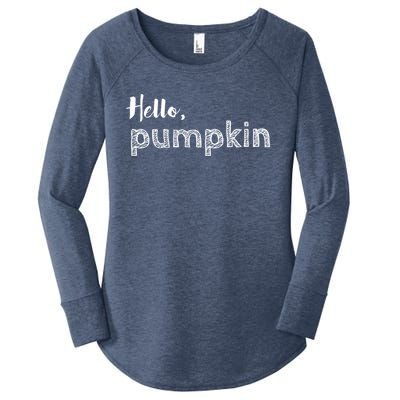 Hello Pumpkin Fall Inspired Autumn Gift Women's Perfect Tri Tunic Long Sleeve Shirt