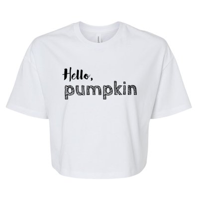 Hello Pumpkin Fall Inspired Autumn Gift Bella+Canvas Jersey Crop Tee