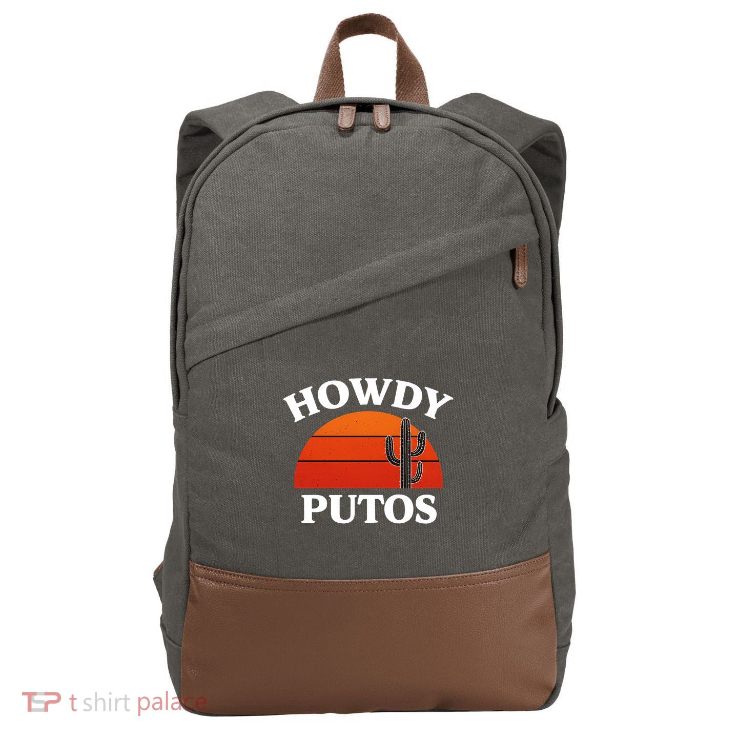 Howdy Putos Funny Cactus Retro Vintage Cotton Canvas Backpack