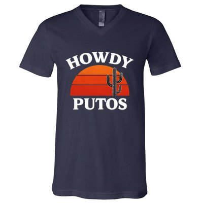 Howdy Putos Funny Cactus Retro Vintage V-Neck T-Shirt