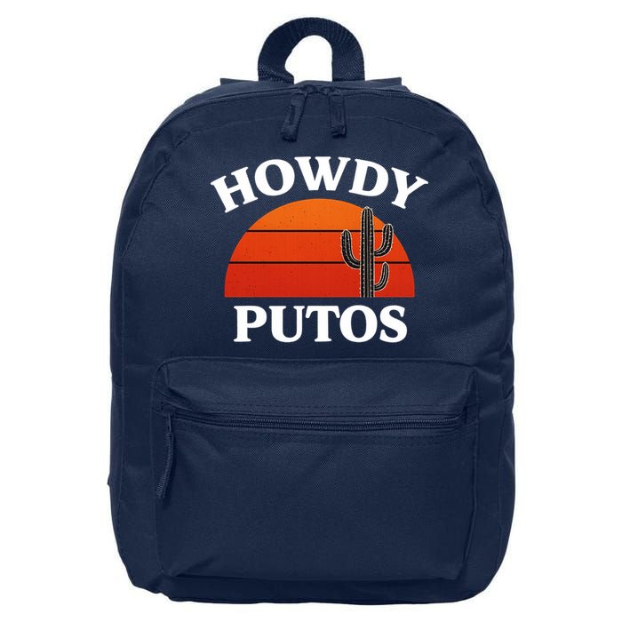 Howdy Putos Funny Cactus Retro Vintage 16 in Basic Backpack