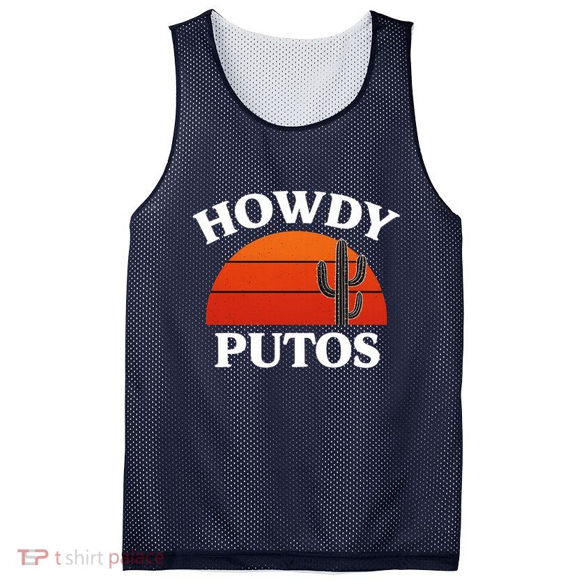 Howdy Putos Funny Cactus Retro Vintage Mesh Reversible Basketball Jersey Tank
