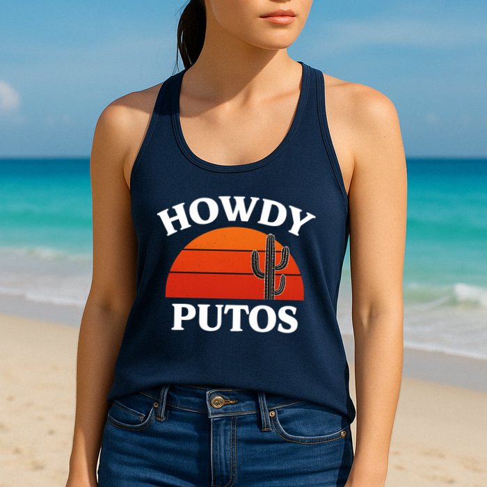 Howdy Putos Funny Cactus Retro Vintage Womens Tank Top