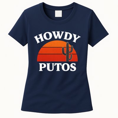 Howdy Putos Funny Cactus Retro Vintage Womens T-Shirt