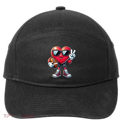Heart Playing Football Valentines Day Males Females 7-Panel Snapback Hat