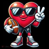 Heart Playing Football Valentines Day Males Females 16 in Basic Backpack