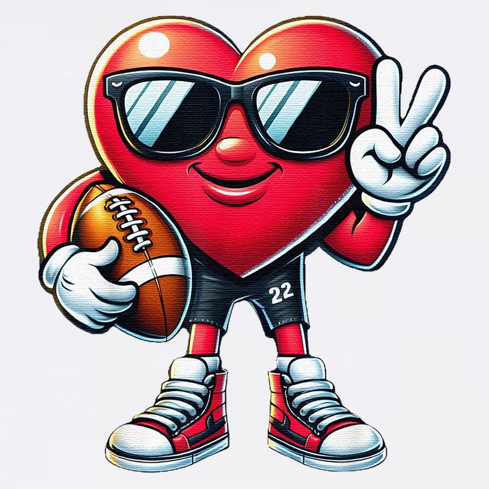 Heart Playing Football Valentines Day Males Females Cool Comfort Performance Bucket Hat