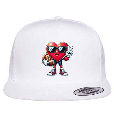 Heart Playing Football Valentines Day Males Females Flatbill Hat