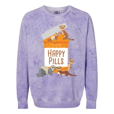 Happy Pills Ferret Zoo Animal Lover Pet Owner Colorblast Crewneck Sweatshirt