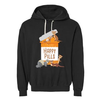 Happy Pills Ferret Zoo Animal Lover Pet Owner Garment-Dyed Fleece Hoodie