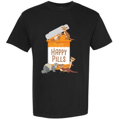 Happy Pills Ferret Zoo Animal Lover Pet Owner Garment-Dyed Heavyweight T-Shirt