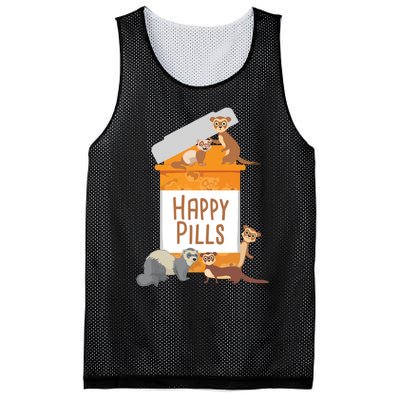 Happy Pills Ferret Zoo Animal Lover Pet Owner Mesh Reversible Basketball Jersey Tank